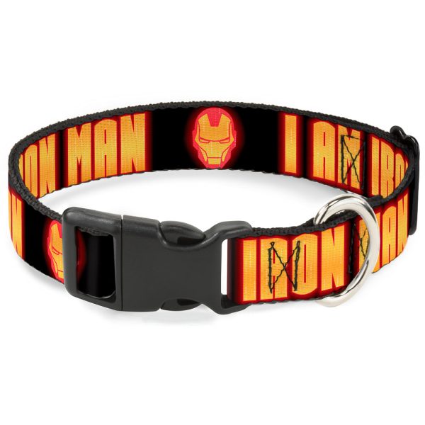 Plastic Clip Collar - Iron Man Face I AM IRON MAN Black Yellow Glow Online