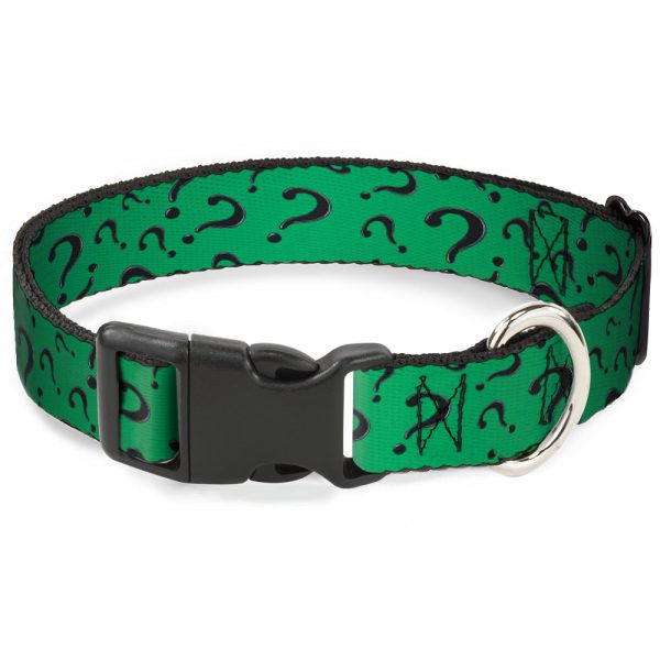 Plastic Clip Collar - Question Mark Scattered3 Dark Green Black Online now