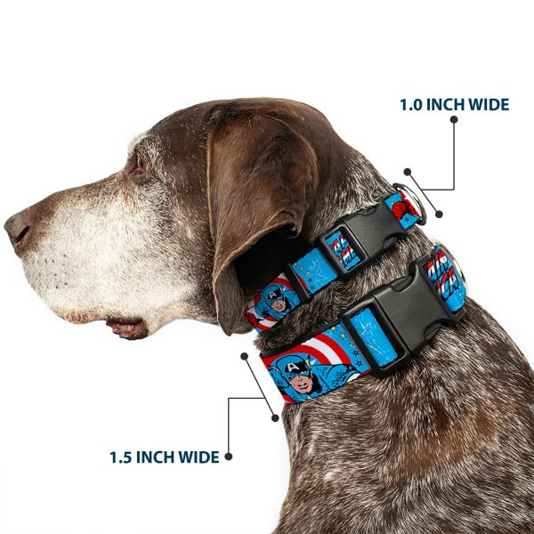 Plastic Clip Collar - CAPTAIN AMERICA w Action Pose Weathered Blue For Sale - Image 2