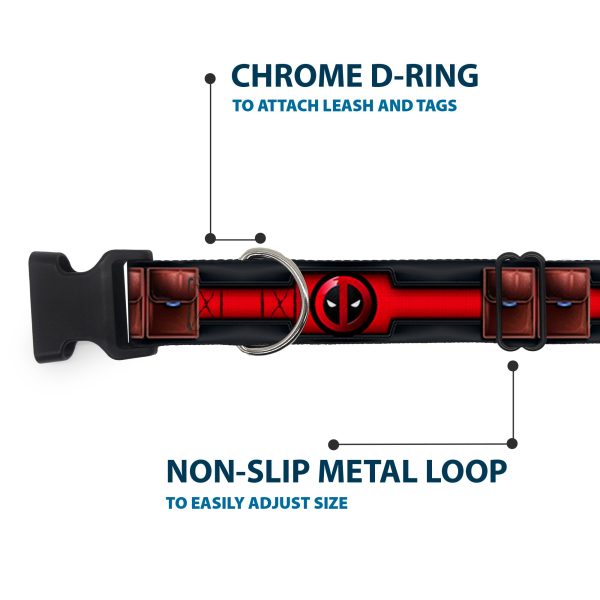 Plastic Clip Collar - Deadpool Utility Belt Logo Pockets Black Reds Browns Sale - Image 5